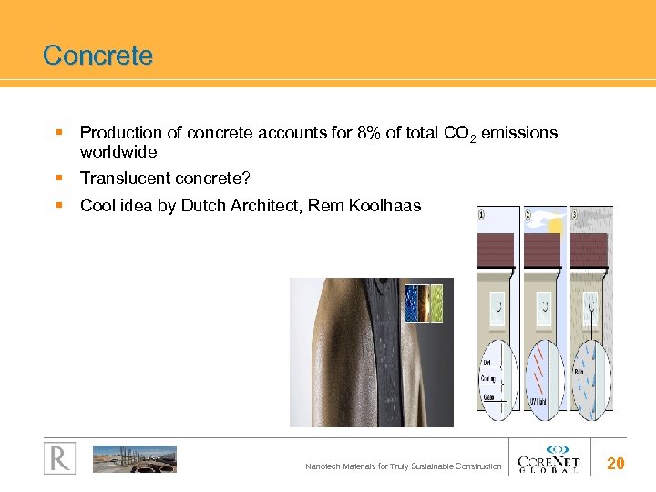 Concrete § Production of concrete accounts for 8% of total CO 2 emissions worldwide