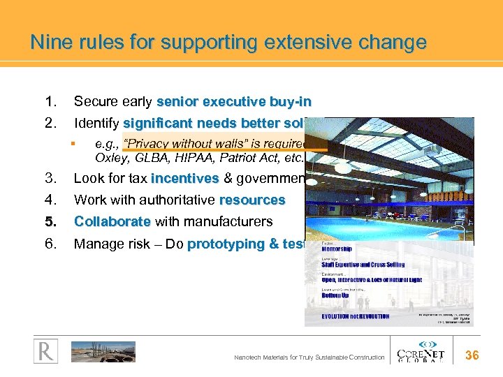 Nine rules for supporting extensive change 1. 2. Secure early senior executive buy-in Identify