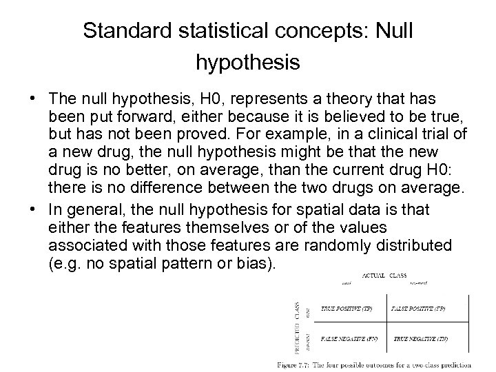 Standard statistical concepts: Null hypothesis • The null hypothesis, H 0, represents a theory
