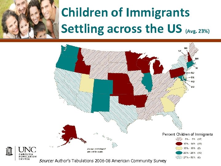 Children of Immigrants Settling across the US (Avg. 23%) Percent Children of Immigrants Source: