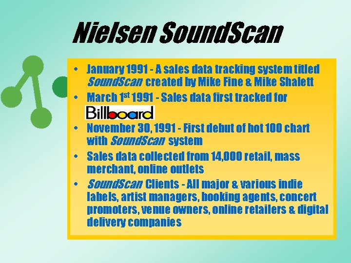 Nielsen Sound. Scan • January 1991 - A sales data tracking system titled Sound.