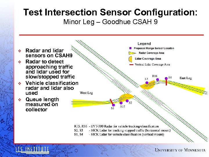 Test Intersection Sensor Configuration: Minor Leg – Goodhue CSAH 9 v v Radar and