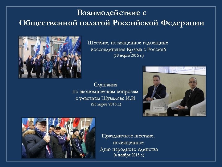Взаимодействие с Общественной палатой Российской Федерации Шествие, посвященное годовщине воссоединения Крыма с Россией (18