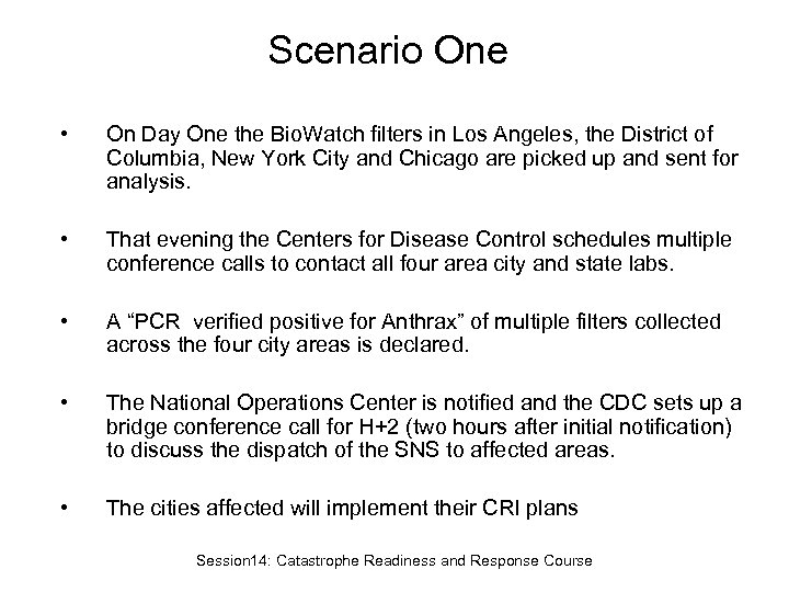 Scenario One • On Day One the Bio. Watch filters in Los Angeles, the