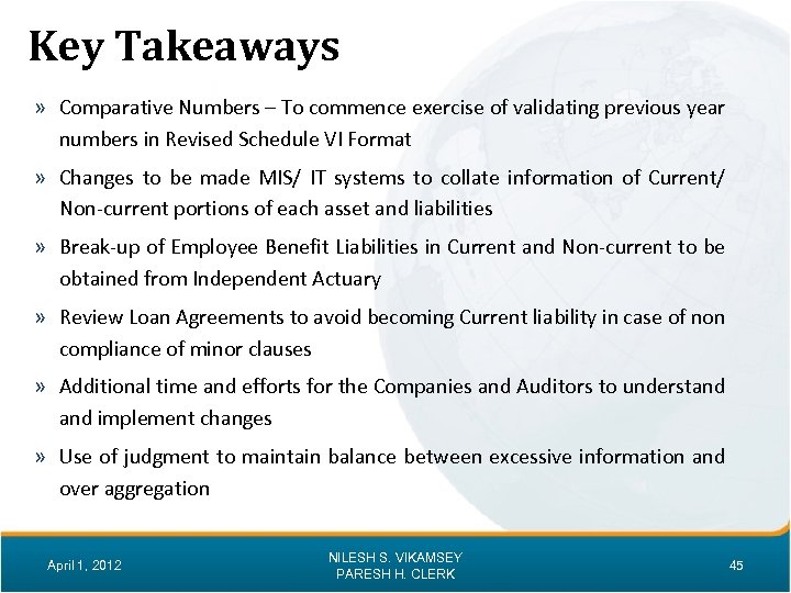 Key Takeaways » Comparative Numbers – To commence exercise of validating previous year numbers