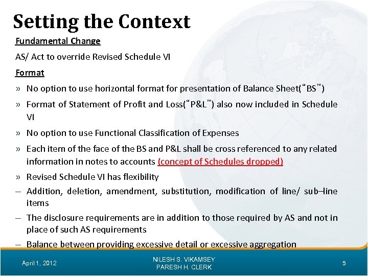 Setting the Context Fundamental Change AS/ Act to override Revised Schedule VI Format »