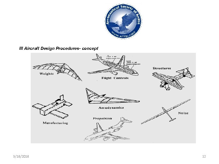 III Aircraft Design Procedures- concept 3/18/2018 12 
