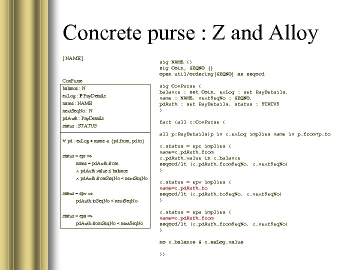 Concrete purse : Z and Alloy [ NAME ] Con. Purse balance : N