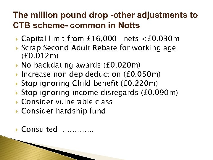 The million pound drop -other adjustments to CTB scheme- common in Notts Capital limit