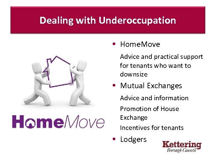Dealing with Underoccupation § Home. Move Advice and practical support for tenants who want