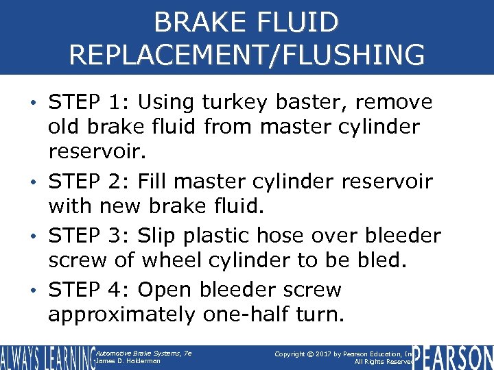 BRAKE FLUID REPLACEMENT/FLUSHING • STEP 1: Using turkey baster, remove old brake fluid from