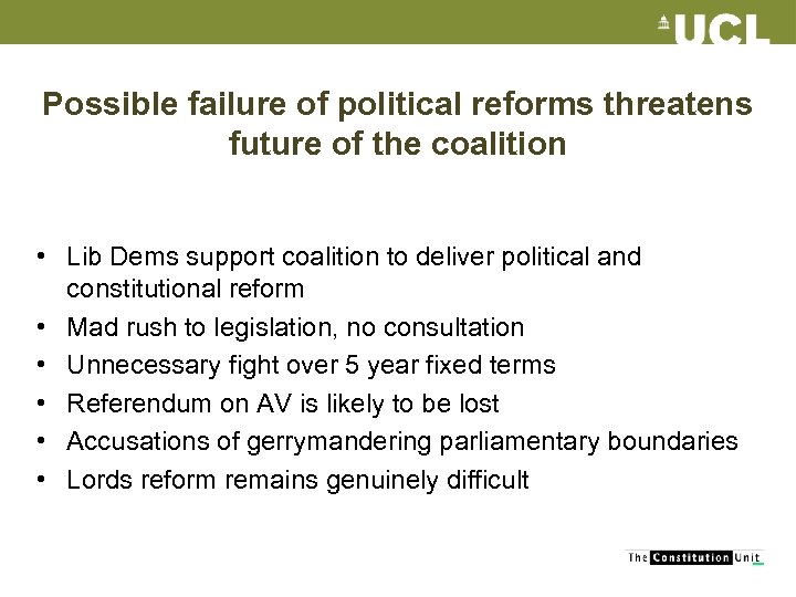Possible failure of political reforms threatens future of the coalition • Lib Dems support