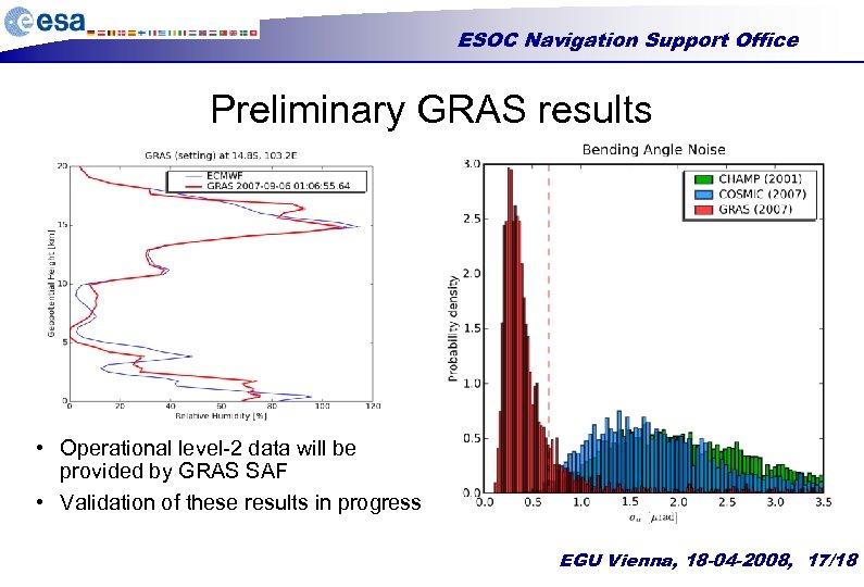 ESOC Navigation Support Office Preliminary GRAS results • Operational level-2 data will be provided