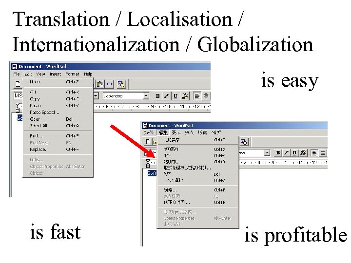Translation / Localisation / Internationalization / Globalization is easy is fast is profitable 