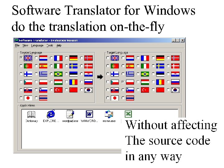 Software Translator for Windows do the translation on-the-fly 