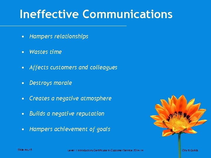 Ineffective Communications • Hampers relationships • Wastes time • Affects customers and colleagues •