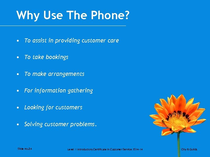 Why Use The Phone? • To assist in providing customer care • To take