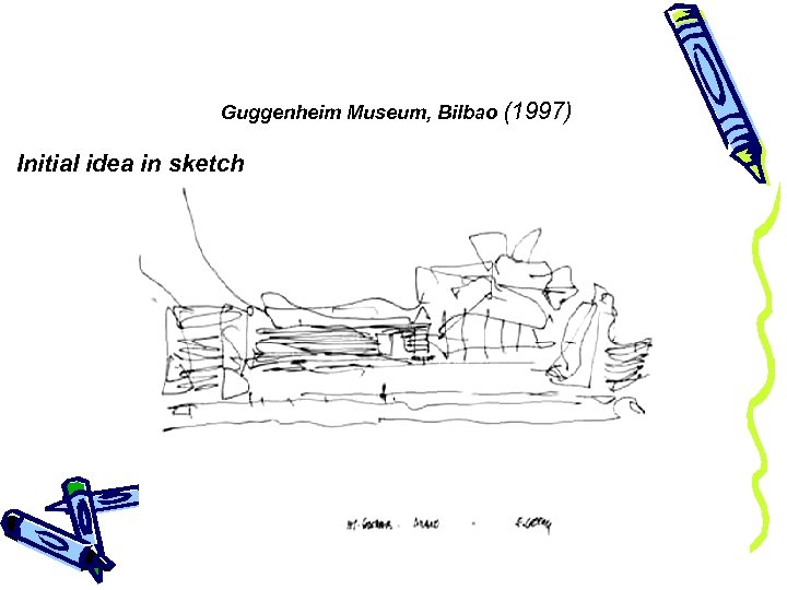 Guggenheim Museum, Bilbao (1997) Initial idea in sketch 