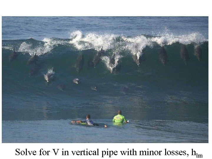 Solve for V in vertical pipe with minor losses, hlm 