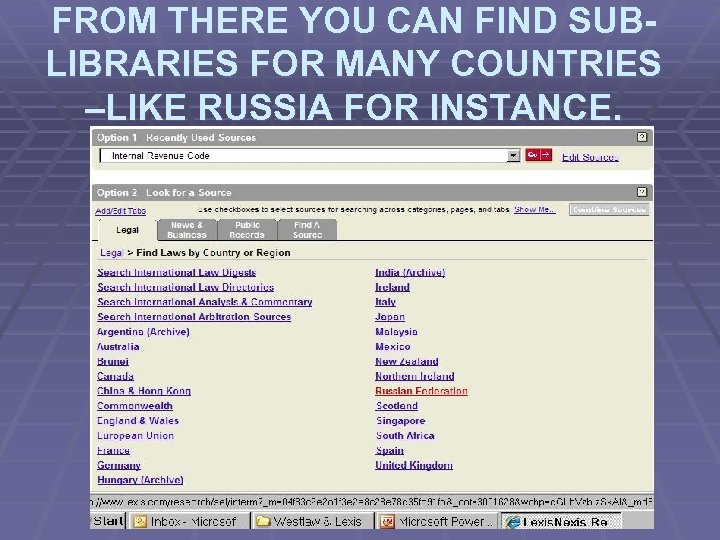 FROM THERE YOU CAN FIND SUBLIBRARIES FOR MANY COUNTRIES –Ll. KE RUSSIA FOR INSTANCE.