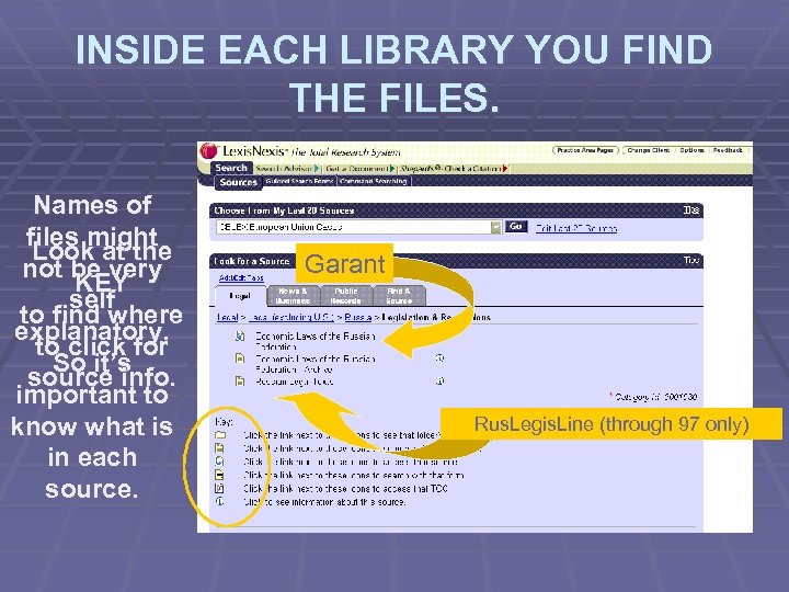 INSIDE EACH LIBRARY YOU FIND THE FILES. Names of files might Look at the