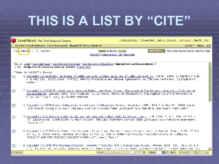 THIS IS A LIST BY “CITE” 