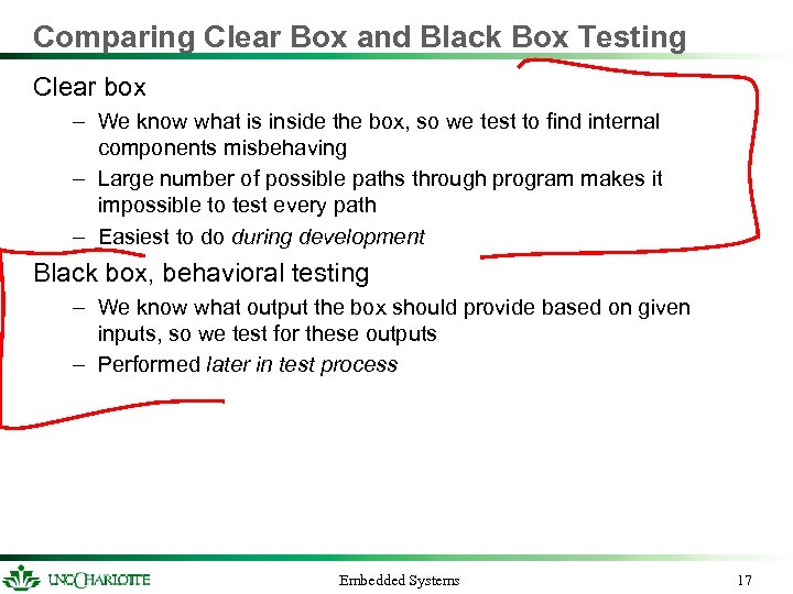 Comparing Clear Box and Black Box Testing Clear box – We know what is