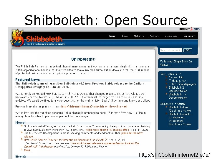 Shibboleth: Open Source http: //shibboleth. internet 2. edu/ 