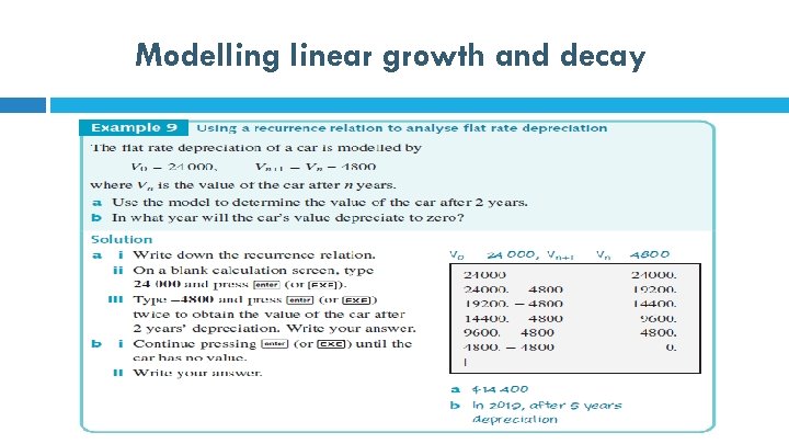 Modelling linear growth and decay 