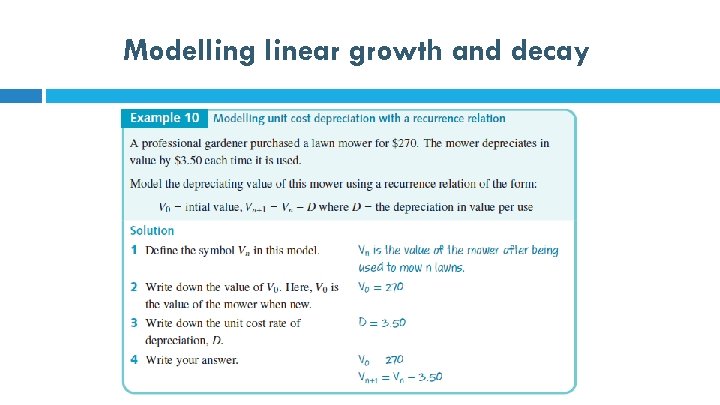 Modelling linear growth and decay 