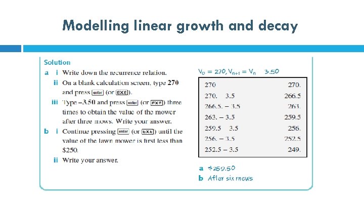Modelling linear growth and decay 