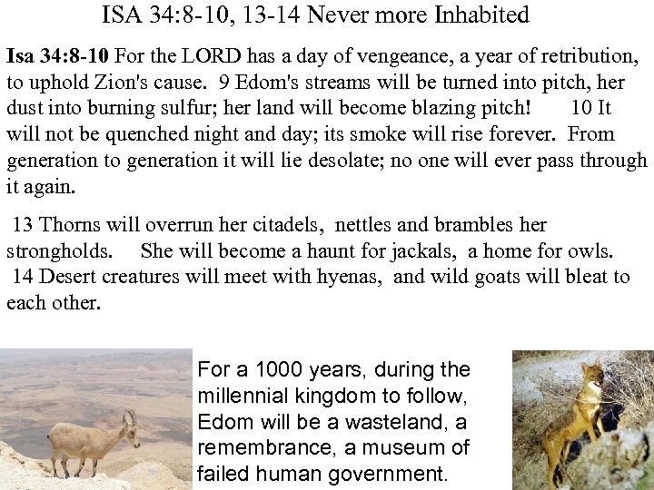 ISA 34: 8 -10, 13 -14 Never more Inhabited Isa 34: 8 -10 For