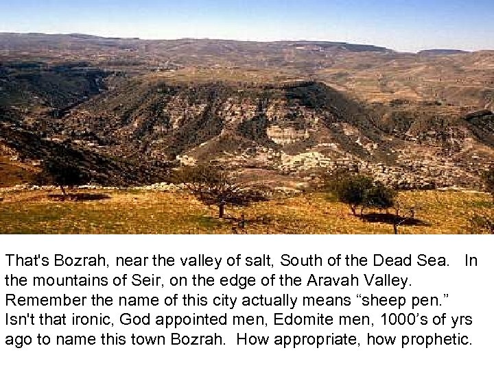 Bozrah That's Bozrah, near the valley of salt, South of the Dead Sea. In