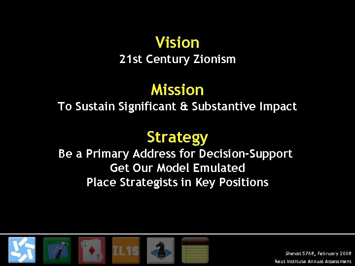 Vision 21 st Century Zionism Mission To Sustain Significant & Substantive Impact Strategy Be
