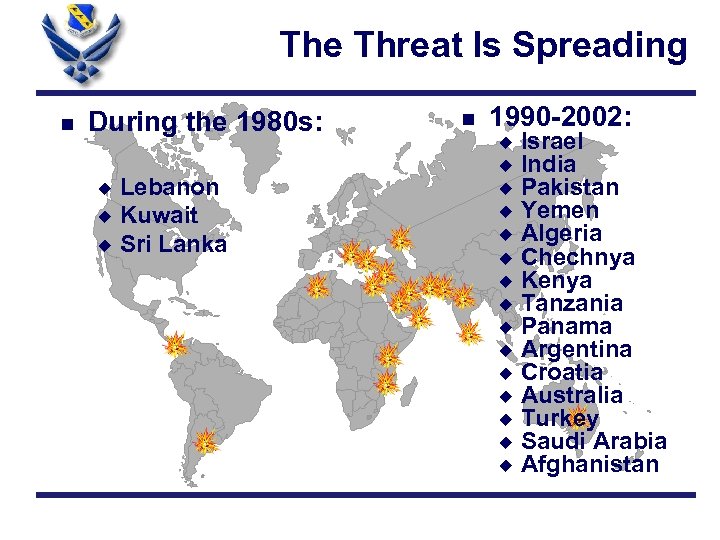The Threat Is Spreading n During the 1980 s: Lebanon ¿ Kuwait ¿ Sri