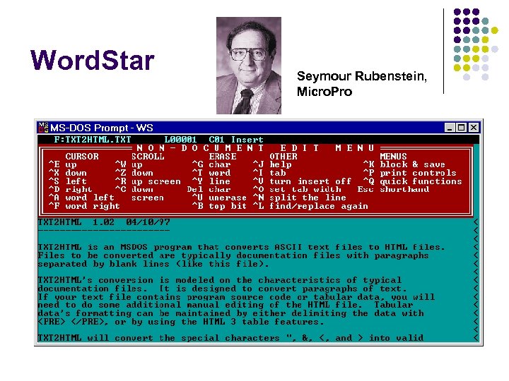 Word. Star Seymour Rubenstein, Micro. Pro 