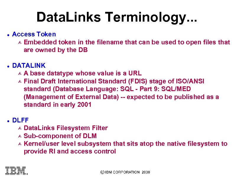 Data. Links Terminology. . . l l l Access Token Ù Embedded token in
