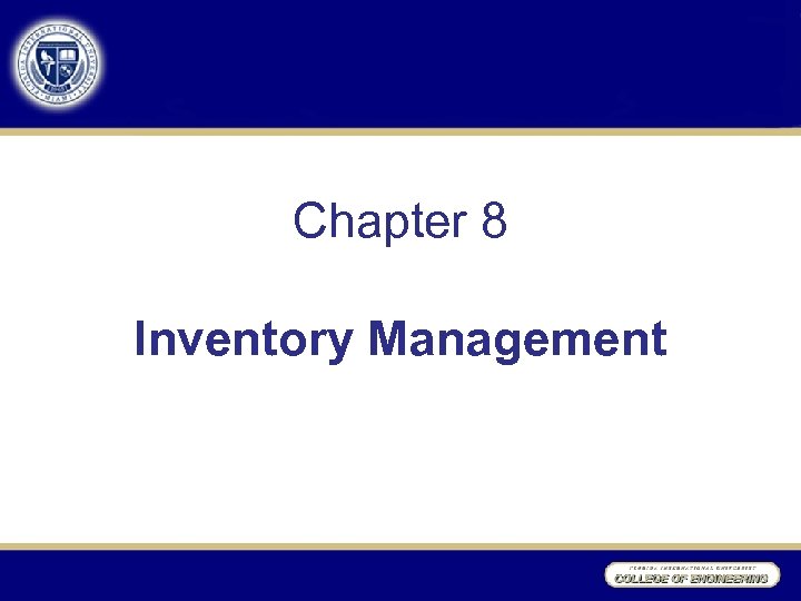 Chapter 8 Inventory Management 