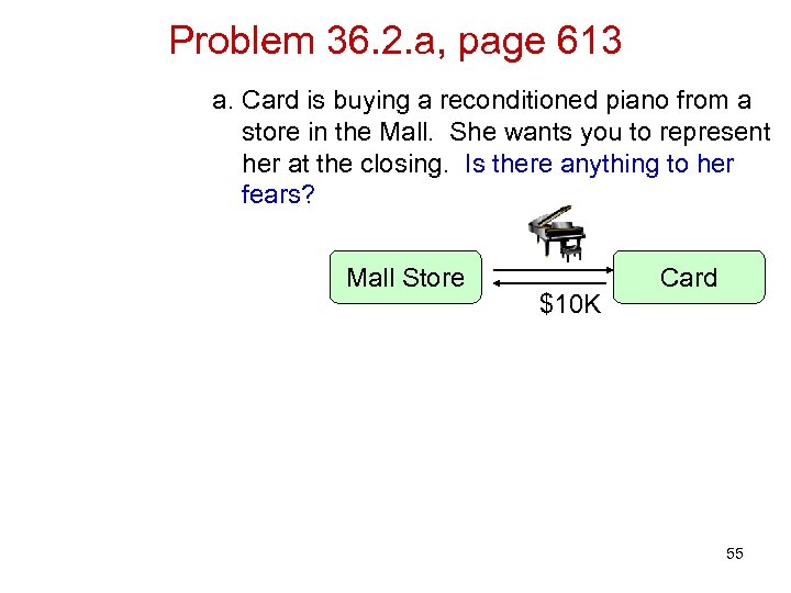 Problem 36. 2. a, page 613 a. Card is buying a reconditioned piano from