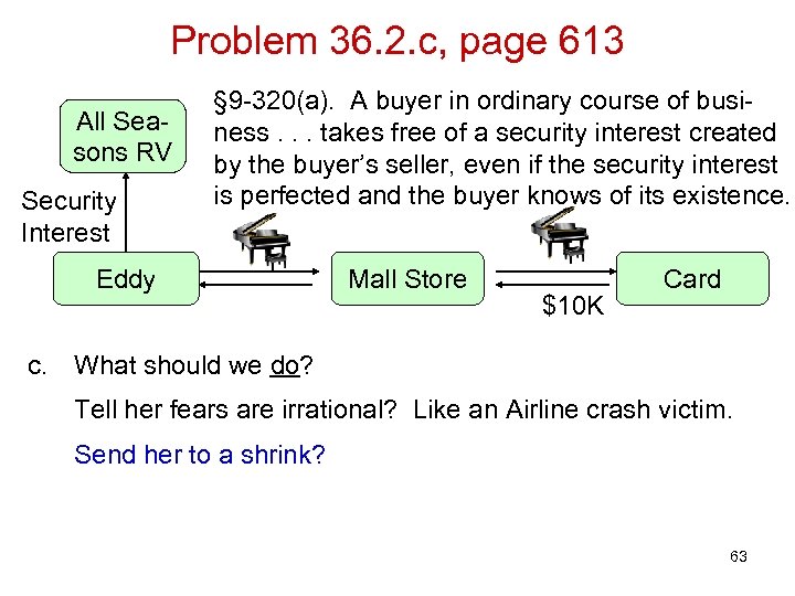 Problem 36. 2. c, page 613 All Seasons RV Security Interest § 9 -320(a).