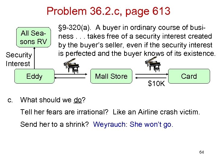 Problem 36. 2. c, page 613 All Seasons RV Security Interest § 9 -320(a).