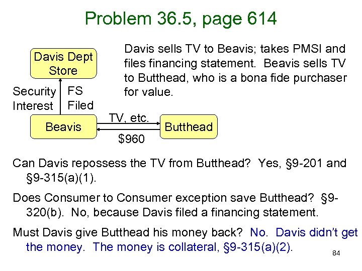 Problem 36. 5, page 614 Davis Dept Store Security FS Interest Filed Beavis Davis