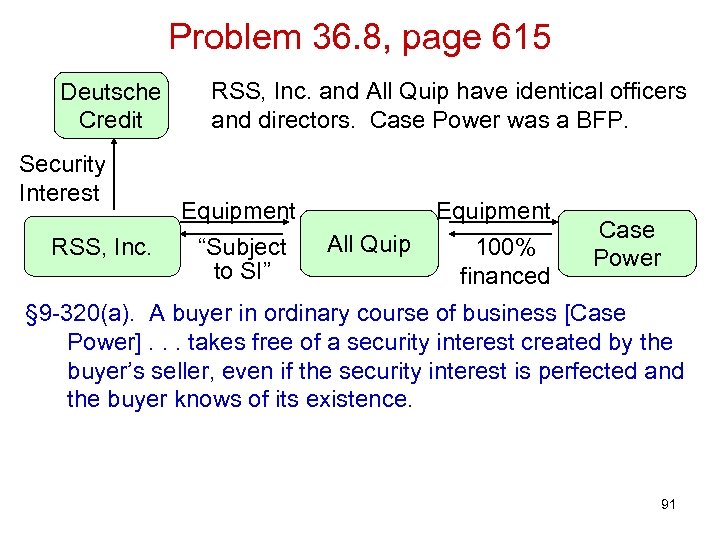 Problem 36. 8, page 615 Deutsche Credit Security Interest RSS, Inc. and All Quip