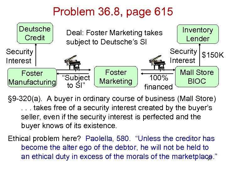 Problem 36. 8, page 615 Deutsche Credit Inventory Lender Deal: Foster Marketing takes subject