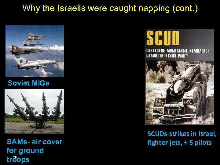 Why the Israelis were caught napping (cont. ) 3. The Arabs: intense preparation, deception,