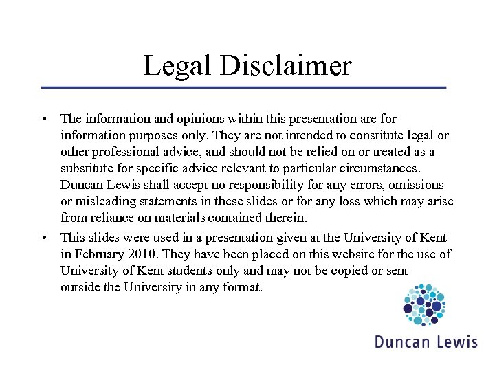 Legal Disclaimer • The information and opinions within this presentation are for information purposes