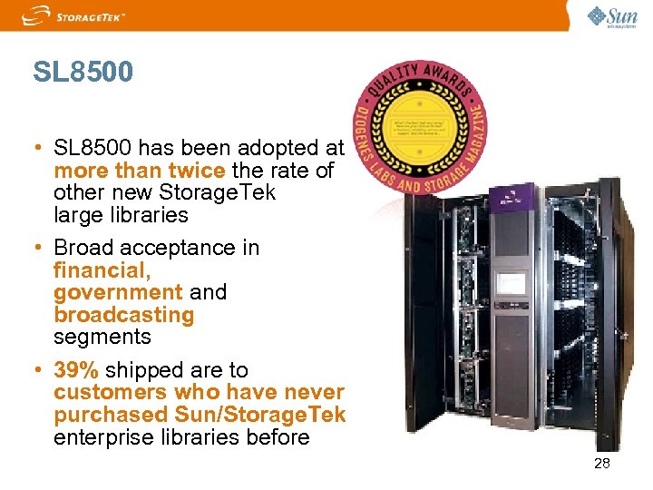 SL 8500 • SL 8500 has been adopted at more than twice the rate