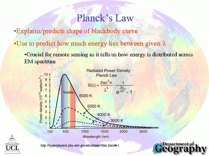 Planck’s Law • Explains/predicts shape of blackbody curve • Use to predict how much
