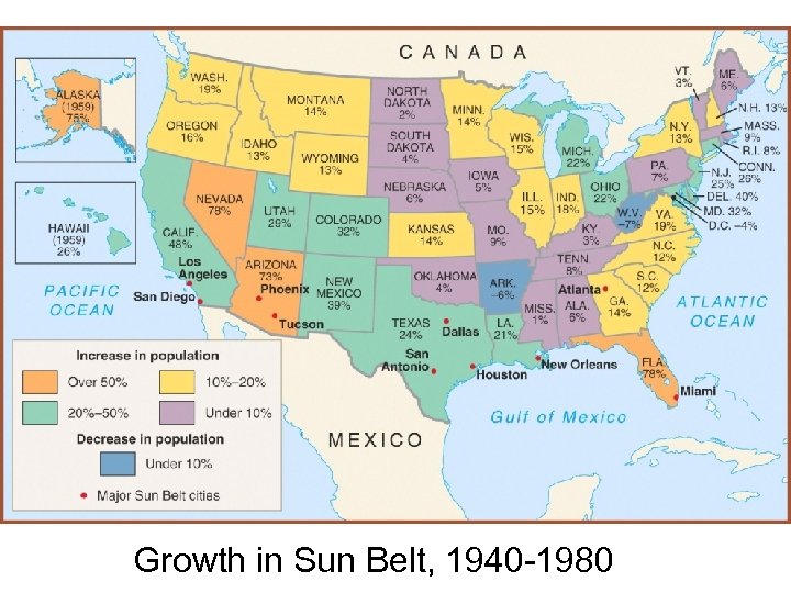 Growth in Sun Belt, 1940 -1980 