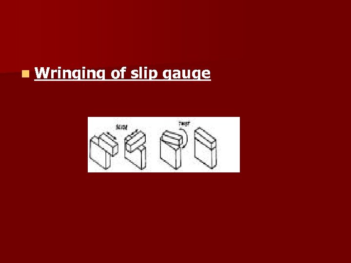 n Wringing of slip gauge 